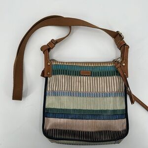 Fossil Green & Blue Vinyl Crossbody Adjustable Strap Purse